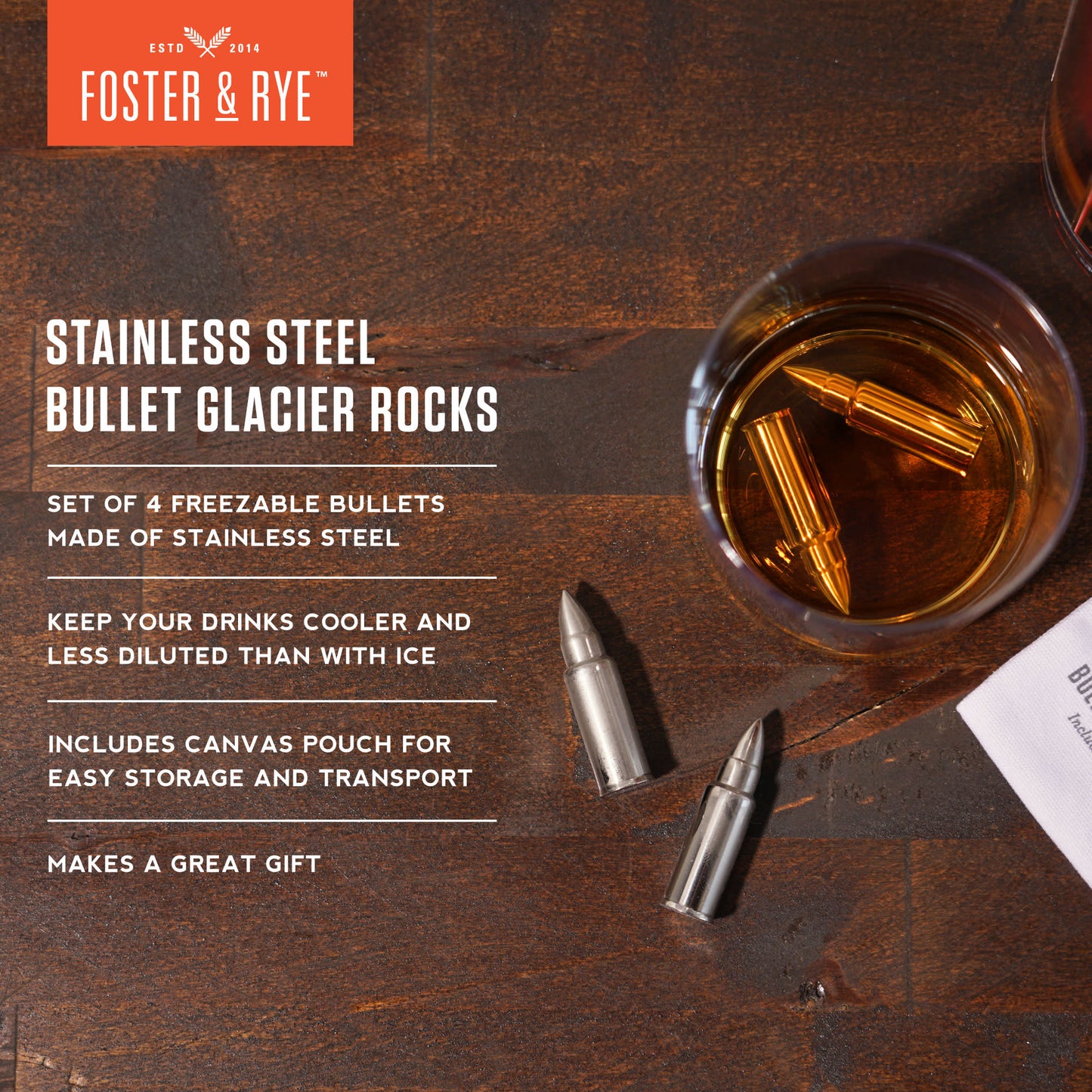 Stainless Steel Bullet Glacier Rocks® by Foster & Rye™