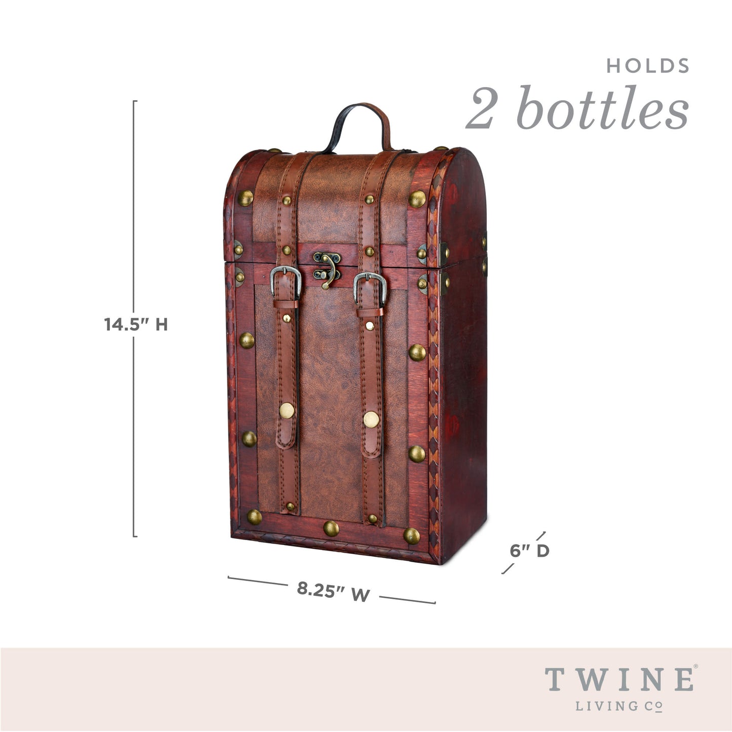 2 Bottle Antique Wooden Wine Box by Twine®