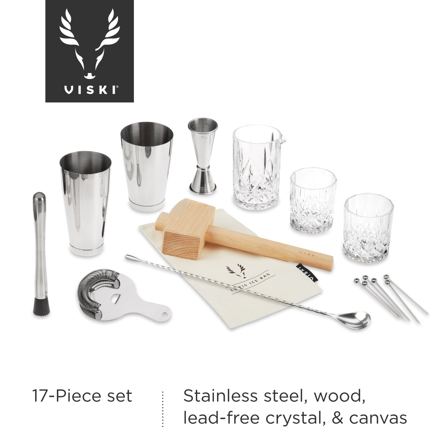 17-Piece Stainless Steel Barware Set Viski®