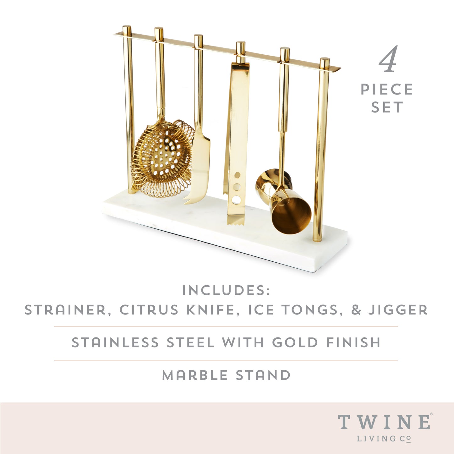 Gold & Marble Bar Tool Set by Twine