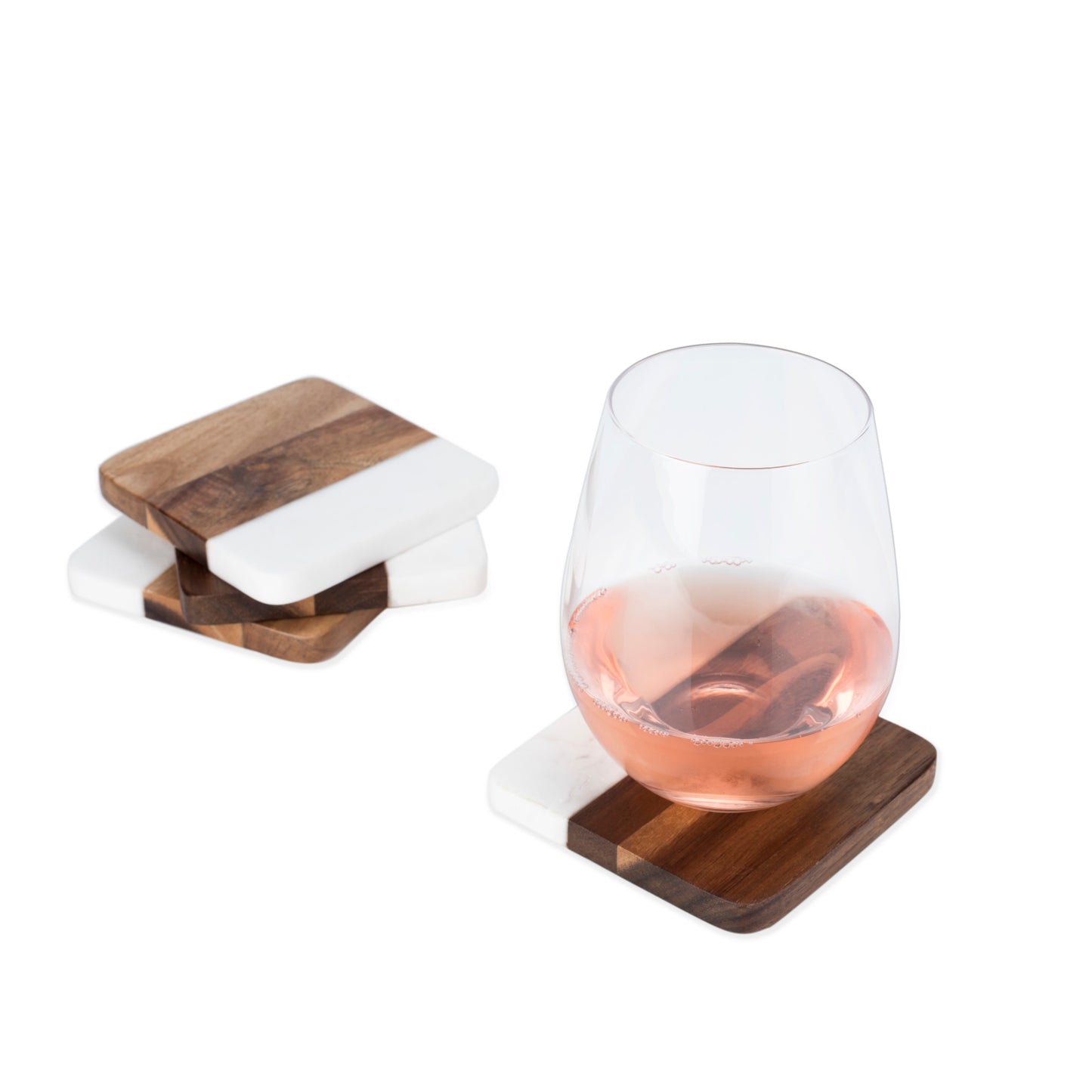 Marble & Acacia Coaster Set by Twine®