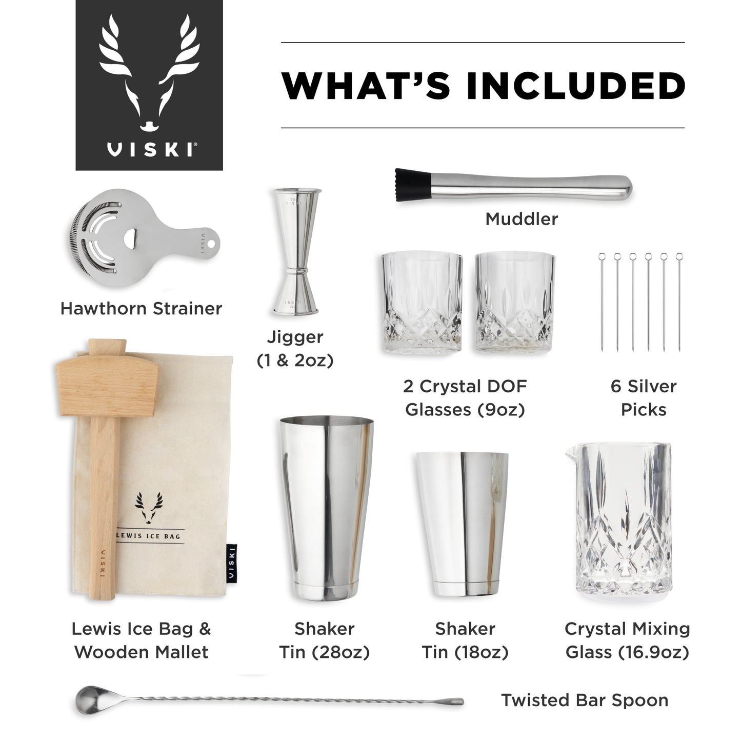 17-Piece Stainless Steel Barware Set Viski®